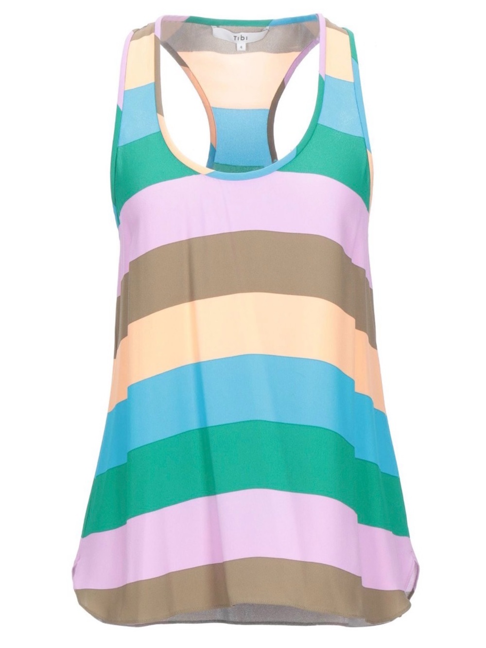 Tibi Pastel Multistripe Racerback Tank Top